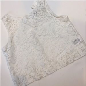 Banana Republic White Sheer Lace Organza Tank